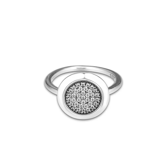 Pave Inlaid Diamond Circle Ring | 925 Sterling Silver - Picture 3 of 15